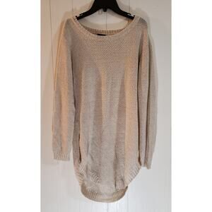 Rue 21 size medium acrylic tan sweater rounded bottom, rounded neck